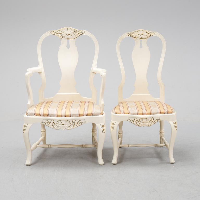 A nine-piece Rococo style dining suite, first half of the 20th Century.