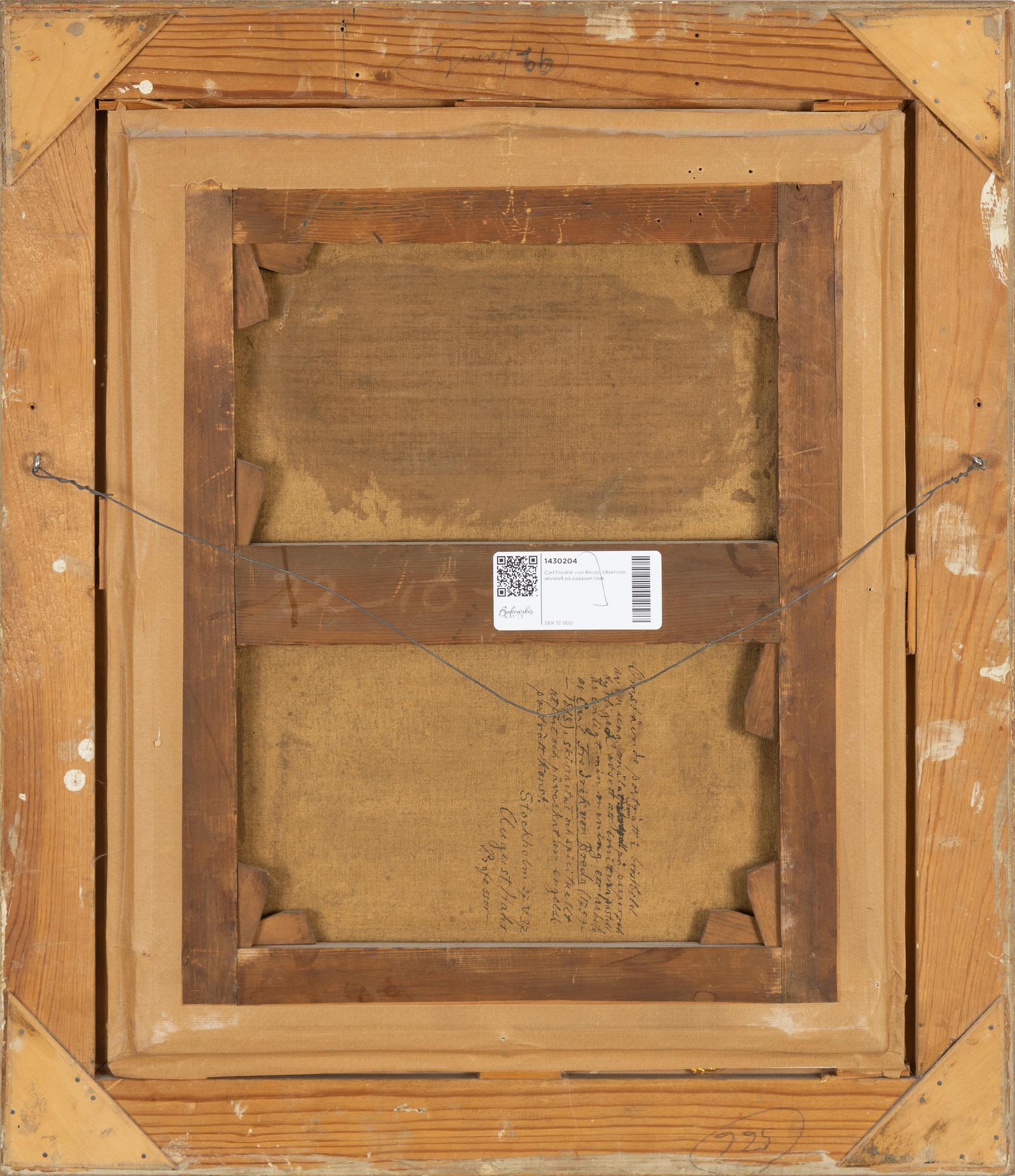 Carl Fredrik von Breda, attributed to, watercolour on paper/canvas.