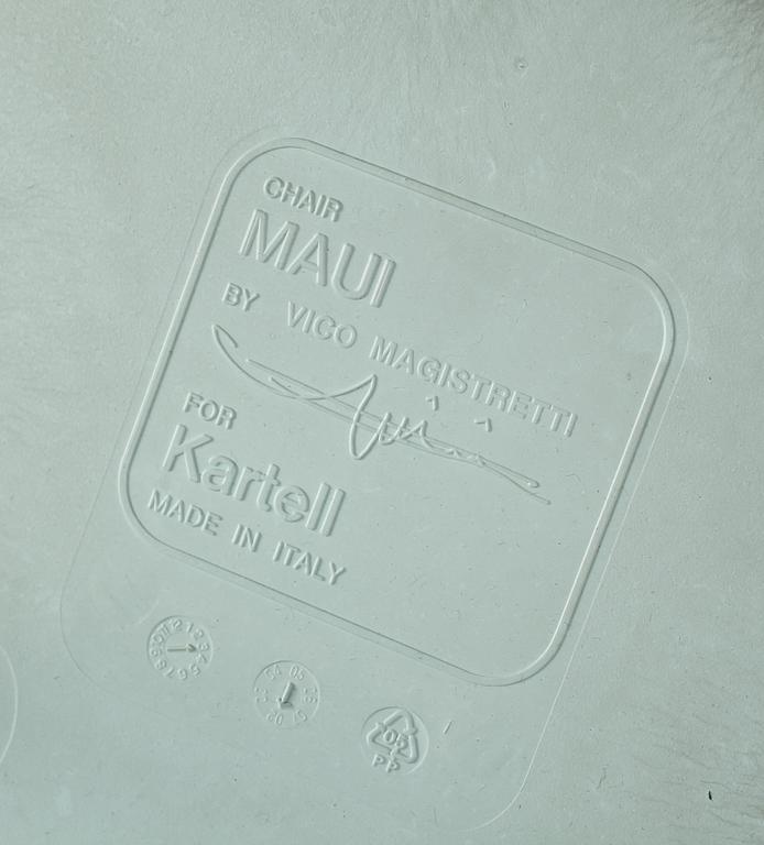 STOLAR, 4 st, "Maui", Vico Magistretti, Kartell, Italien, 1900-talets fjärde kvartal.