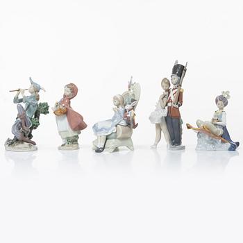 Lladró, 5 figurines, "Little Tin Soldier", "Alice in Wonderland", "Aladdin", "Little Red Riding Hood", "The Pied Piper".