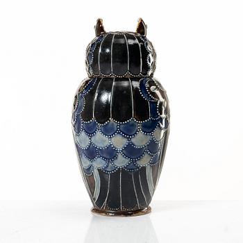 Mark Marshall, tillskriven, urna med lock, stengods, Doulton Lambeth, England, omkring 1900.