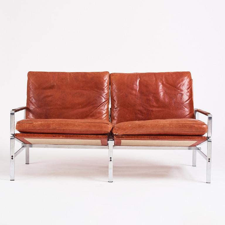 Preben Fabricius & Jørgen Kastholm, a two-seated brown leather sofa, Kill International, Germany 1960s.