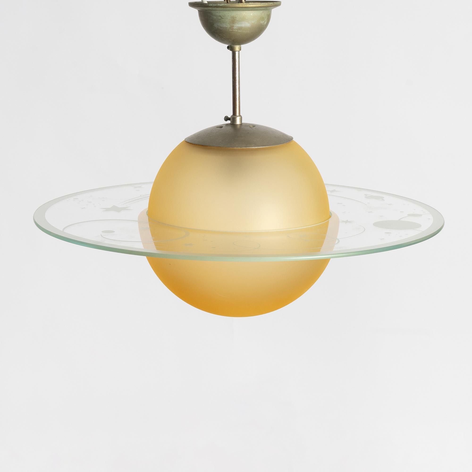 Ceiling lamp, so-called "Saturn lamp", circa 1930s/1940s.