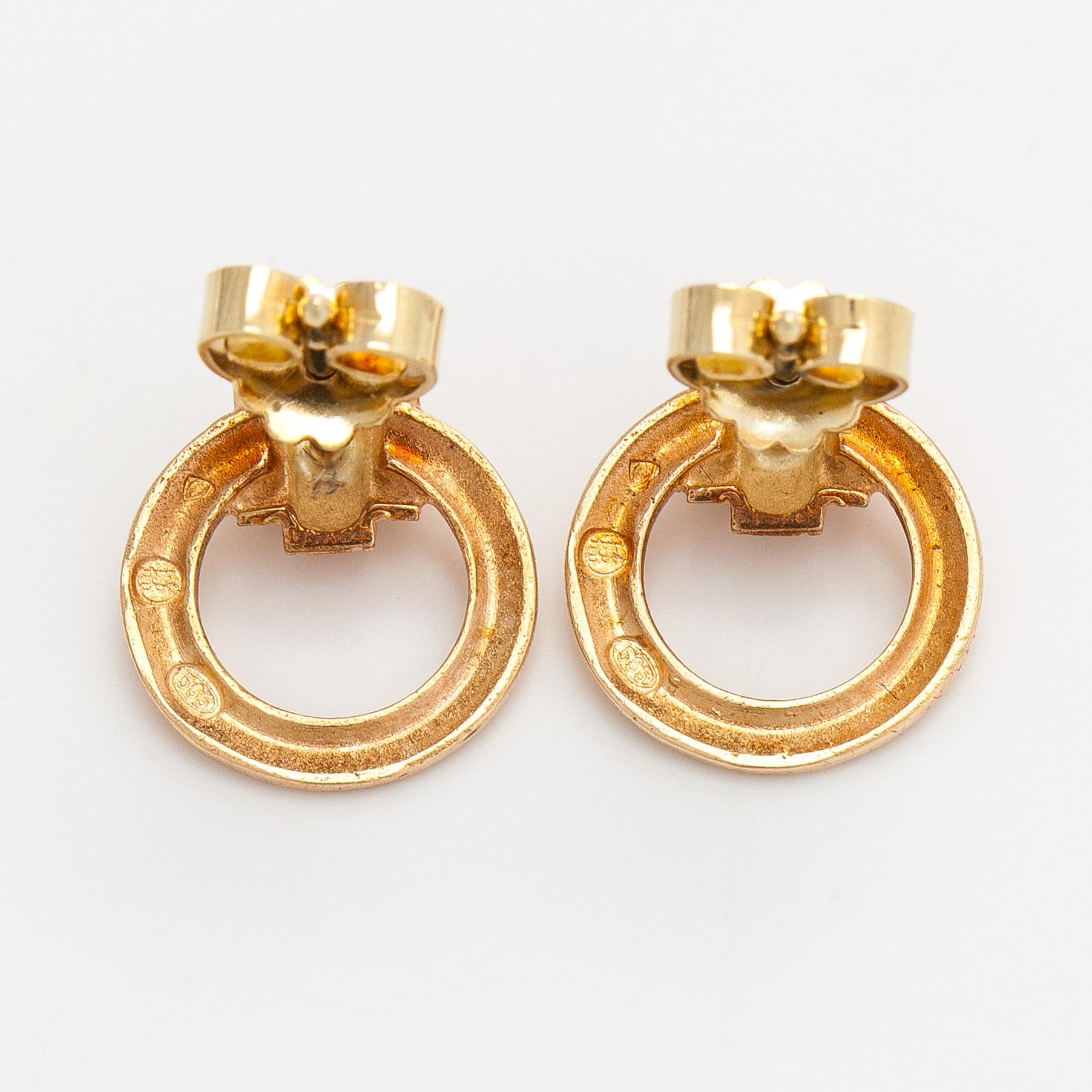 Kalevala Koru, earrings, 14K gold.