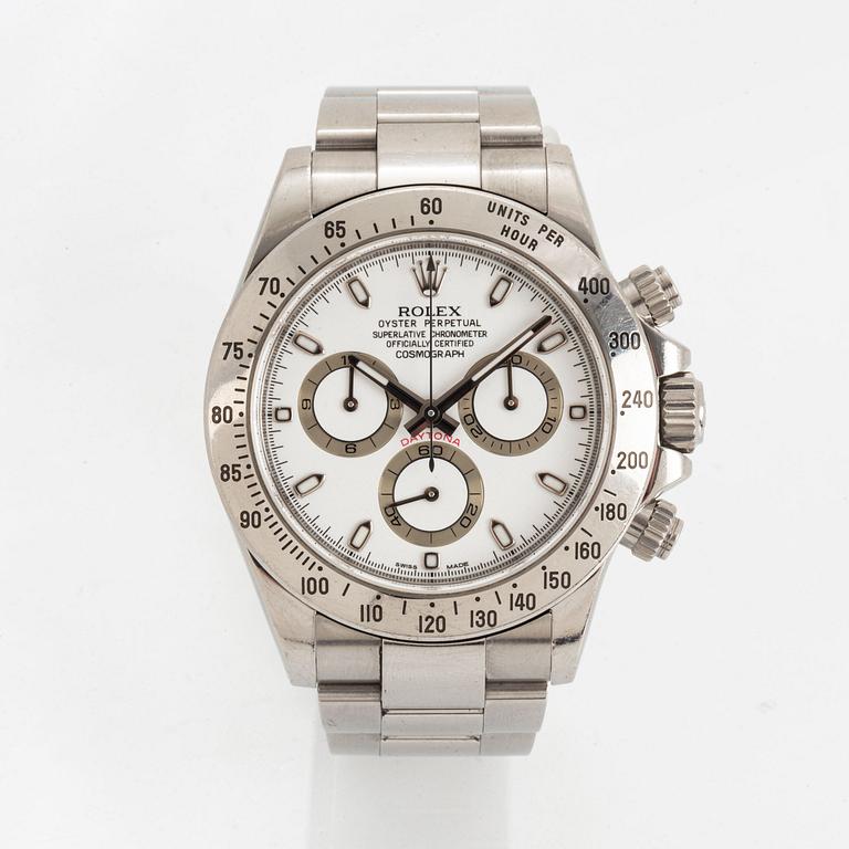 Rolex, Oyster Perpetual, Cosmograph, Daytona, Chronometer, armbandsur, kronograf, 40 mm.