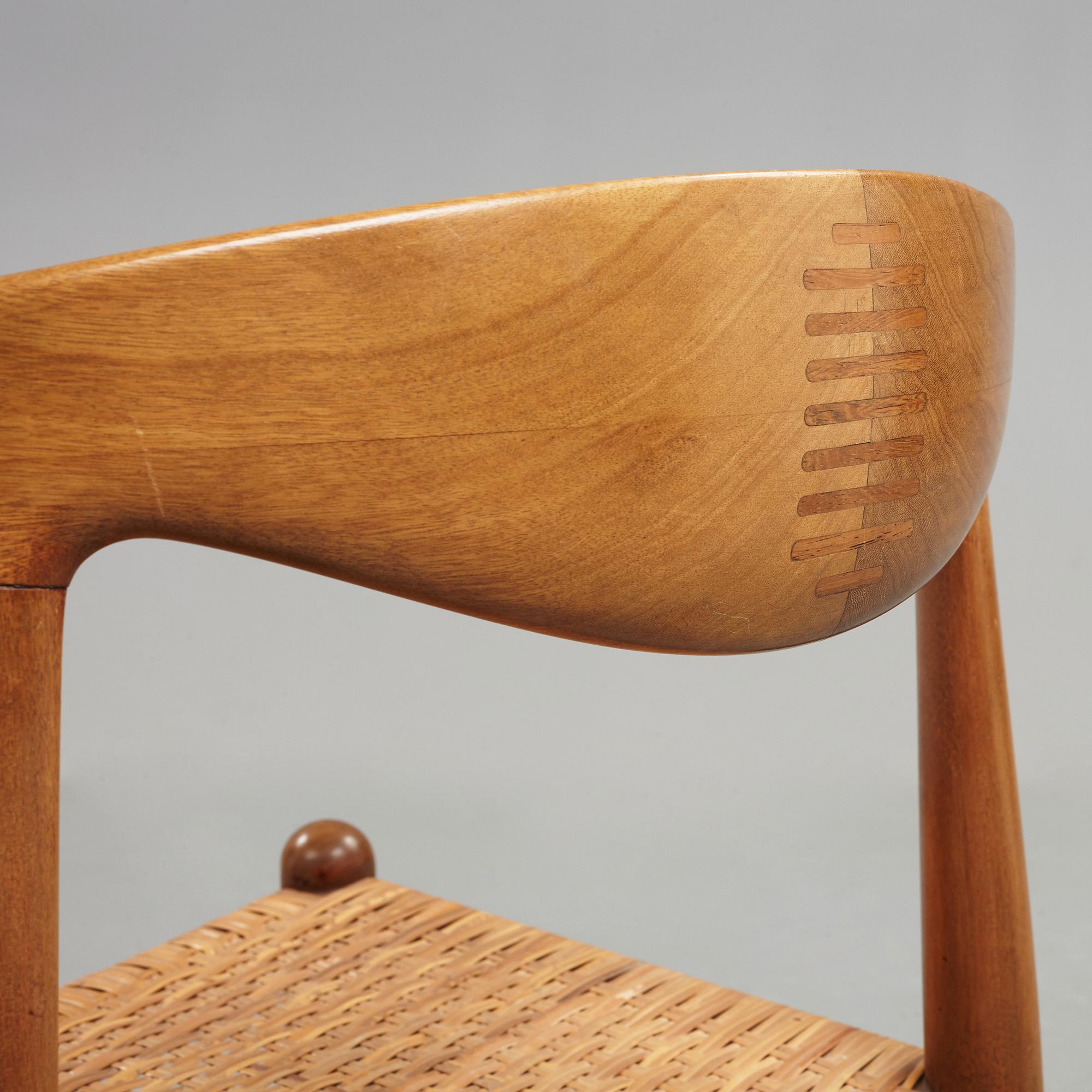 Hans J. Wegner, "Kohornsstolen/ Cowhorn chair", sex stycken, "JH-505", Johannes Hansen, Danmark 1950-60.