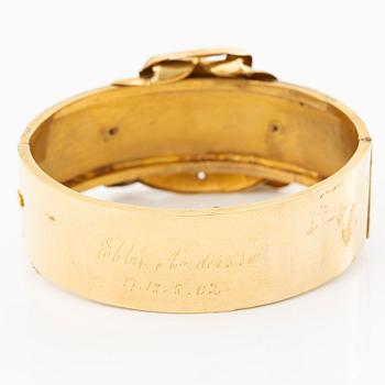 Bangle, 18K gold with pearls, 19th century.