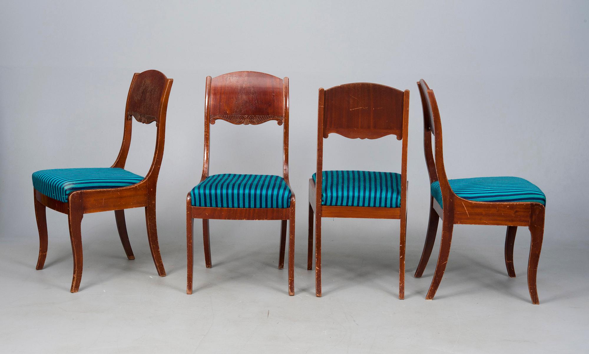 SOFFMÖBLEMANG, 6 delar, biedermeier/biedermeierstil, mahognyfanerad, Ryssland 1800-tal samt 1900-talets början.