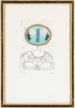 ENRICO BAJ, etching and collage signed and numbered 28/60.