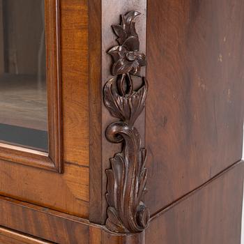 A mahogany veneered vitrine cabinet, mid 19t Century.