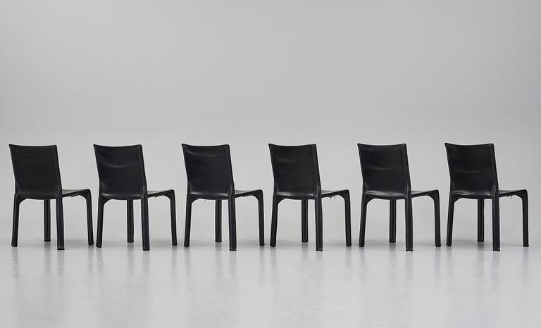 Mario Bellini, a set of  6 chairs, model "412, CAB", Cassina, Italy post 1977.