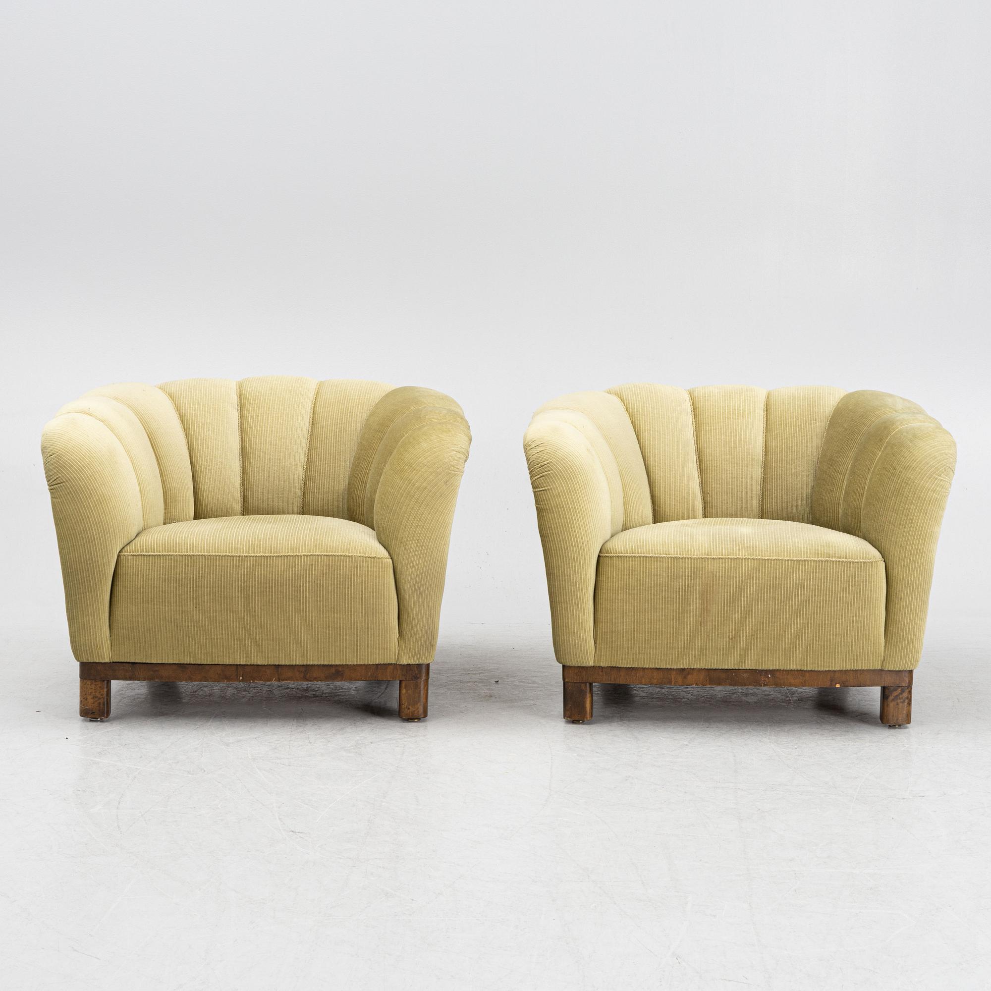 Fåtöljer, ett par, Swedish modern, 1930-tal.