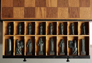 A set of 32 Tore Strindberg chess pieces, executed by Herman Bergman foundry, Stockholm.