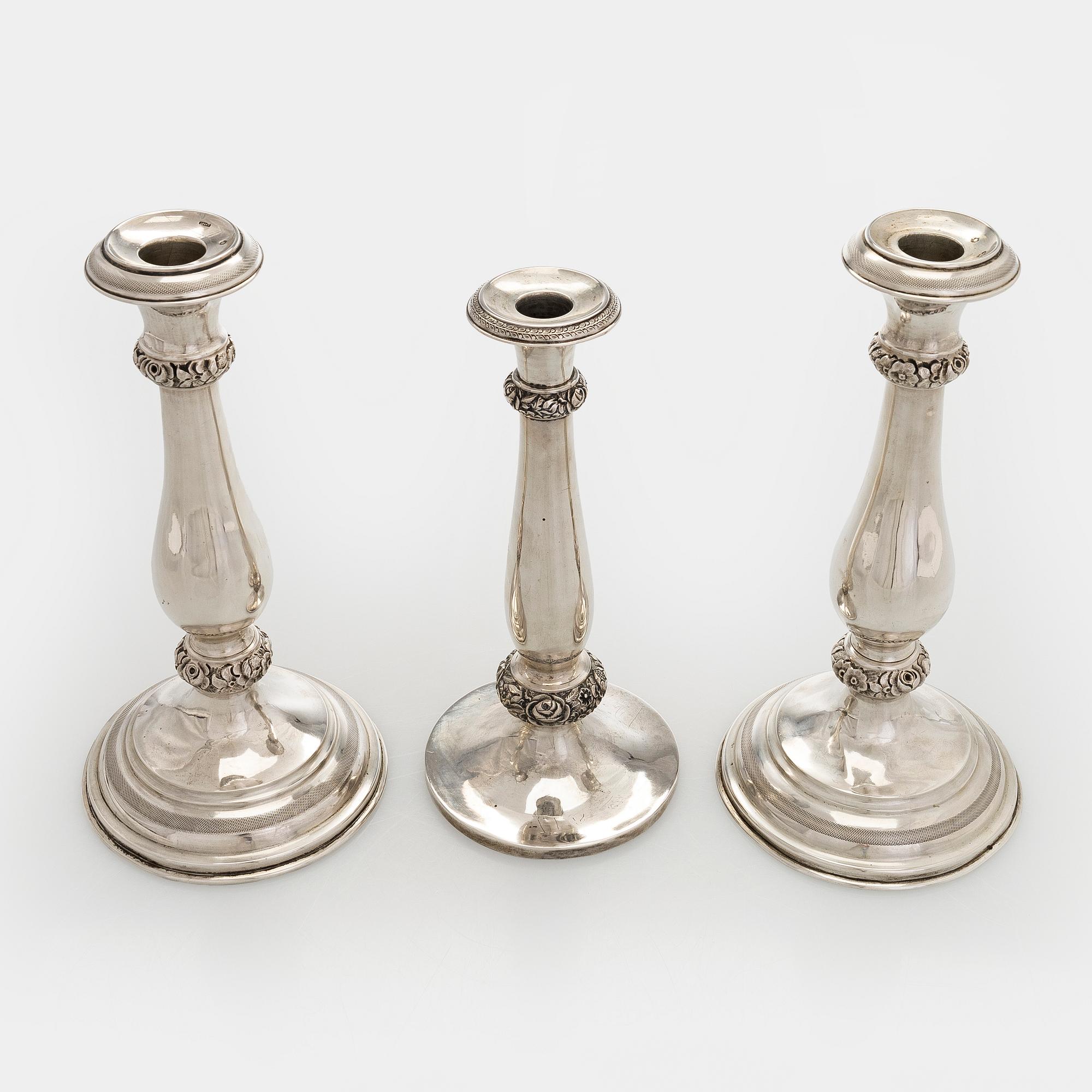 Ljusstakar, 3 st, silver, Österrike-Ungern 1807-1922.