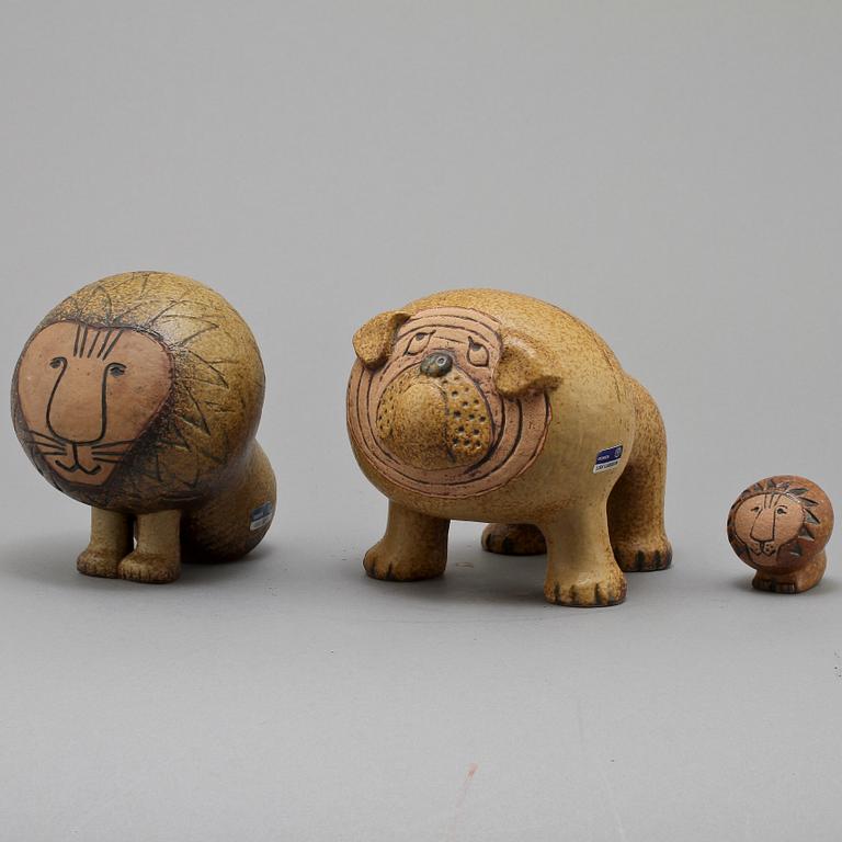 FIGURINER, 3 st, stengods, Lisa Larson, Gustavsberg, 1900-tal.