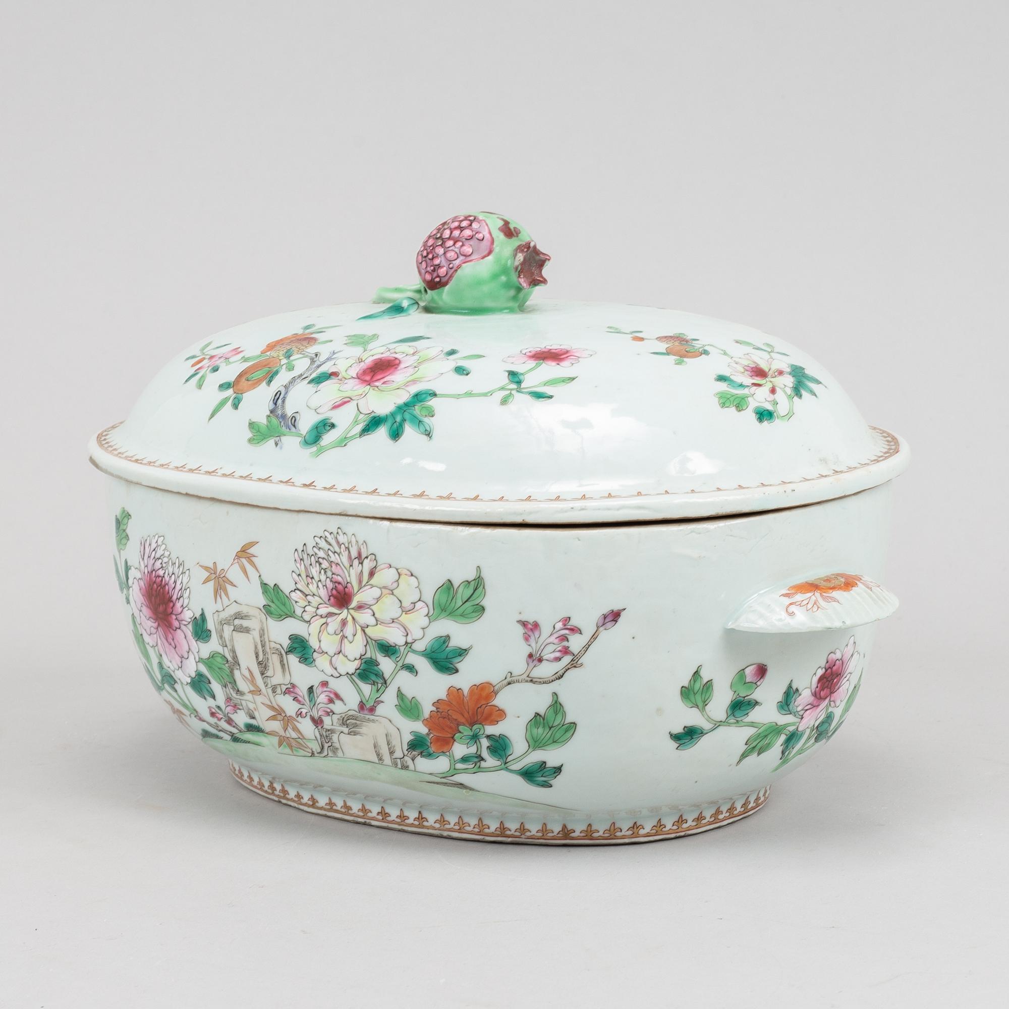A famille rose tureen with cover, Qing dynasty, Qianlong (1736-95).