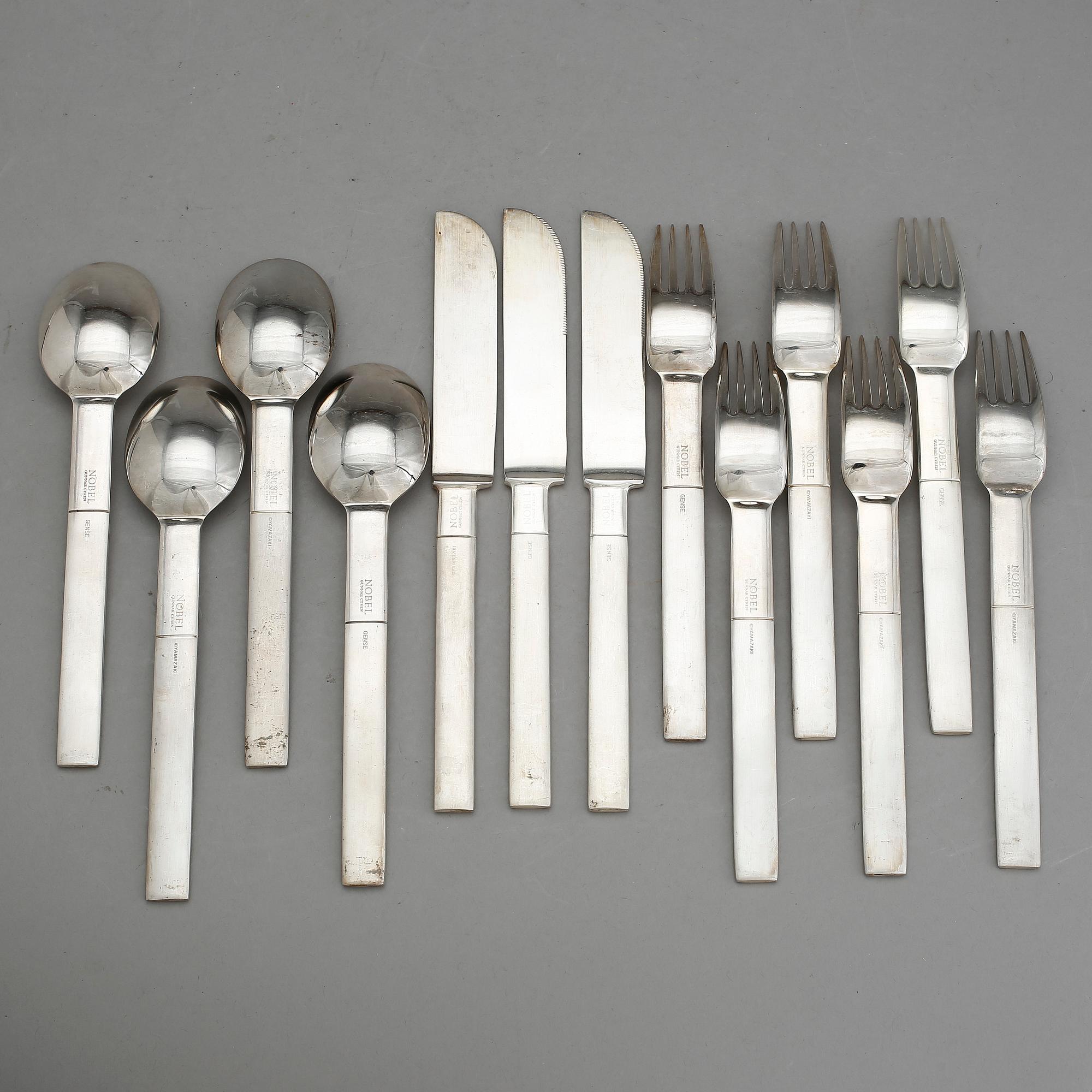 BESTICK, 13 delar, rostfritt stål, "Nobel", Gunnar Cyrén, Yamazaki, Gense.