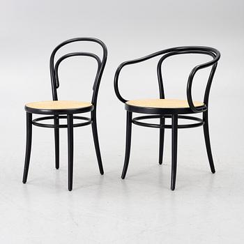 Michael Thonet, stolar, 6 st modell 18, karmstolar 2 st modell 30,  Ton.