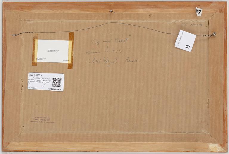 AXEL KARGEL, Olja på duk uppfäst på papp-pannå. Sign A. Kargel o dat Öland 1955.