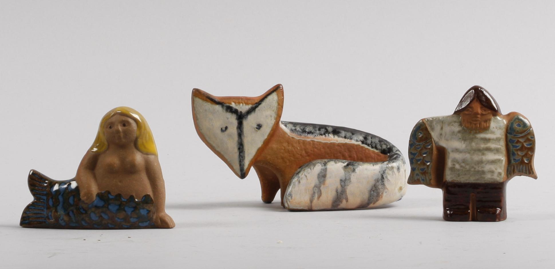 FIGURINER, 3 delar, stengods, Lisa Larson, Gustavsberg.