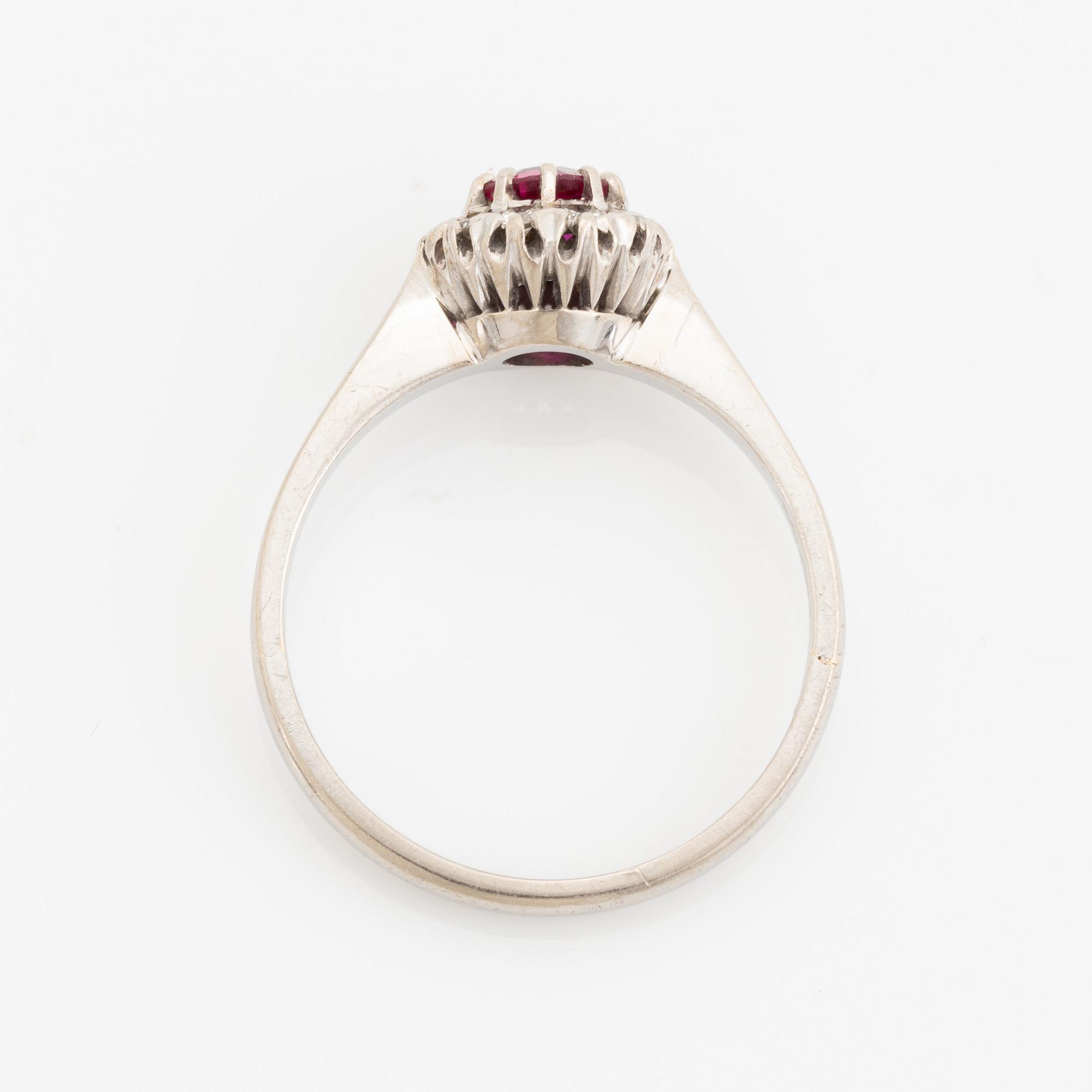 Ruby and brilliant cut diamond ring.
