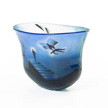 Bertil Vallien, a unique glass vase, Kosta Boda, Sweden, signed.