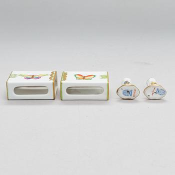 A Herend Queen Victoria VBO porcelain coffee set and two trinket boxes, totally 19 pieces, Hungary.