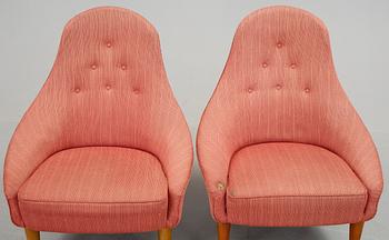 FÅTÖLJER, ett par, "Lilla Eva", ur möbelserien Paradiset, formgiven av Kerstin Hörlin för AB Nordiska Kompaniet NK.