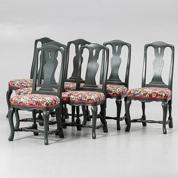 Dining set, 8 pieces, K A Roos Helsingborg, Rococo style, 20th century.