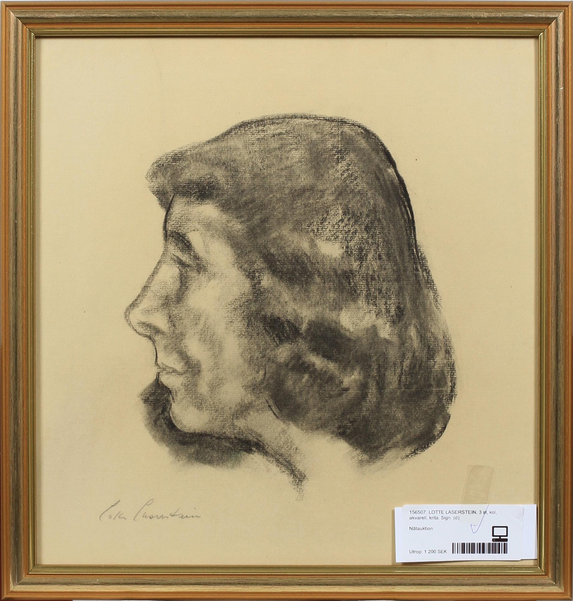 LOTTE LASERSTEIN, kol, akvarell, krita, 3 st. Sign och bl a dat 1984.