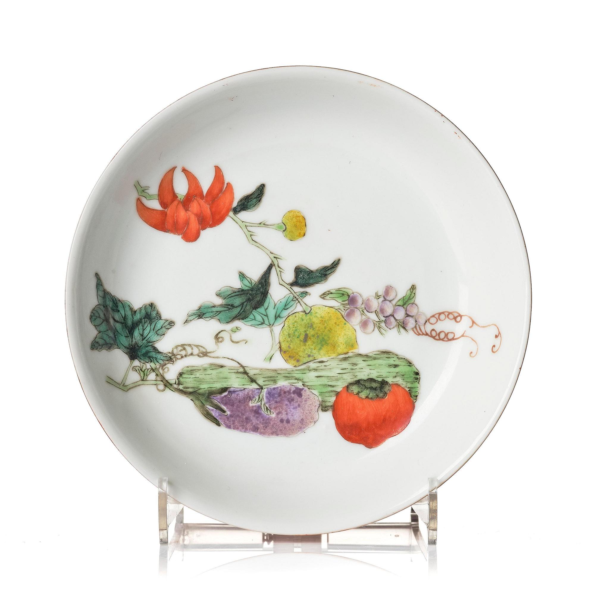An enamelled 'vegetable dish', China, presumably Republic.