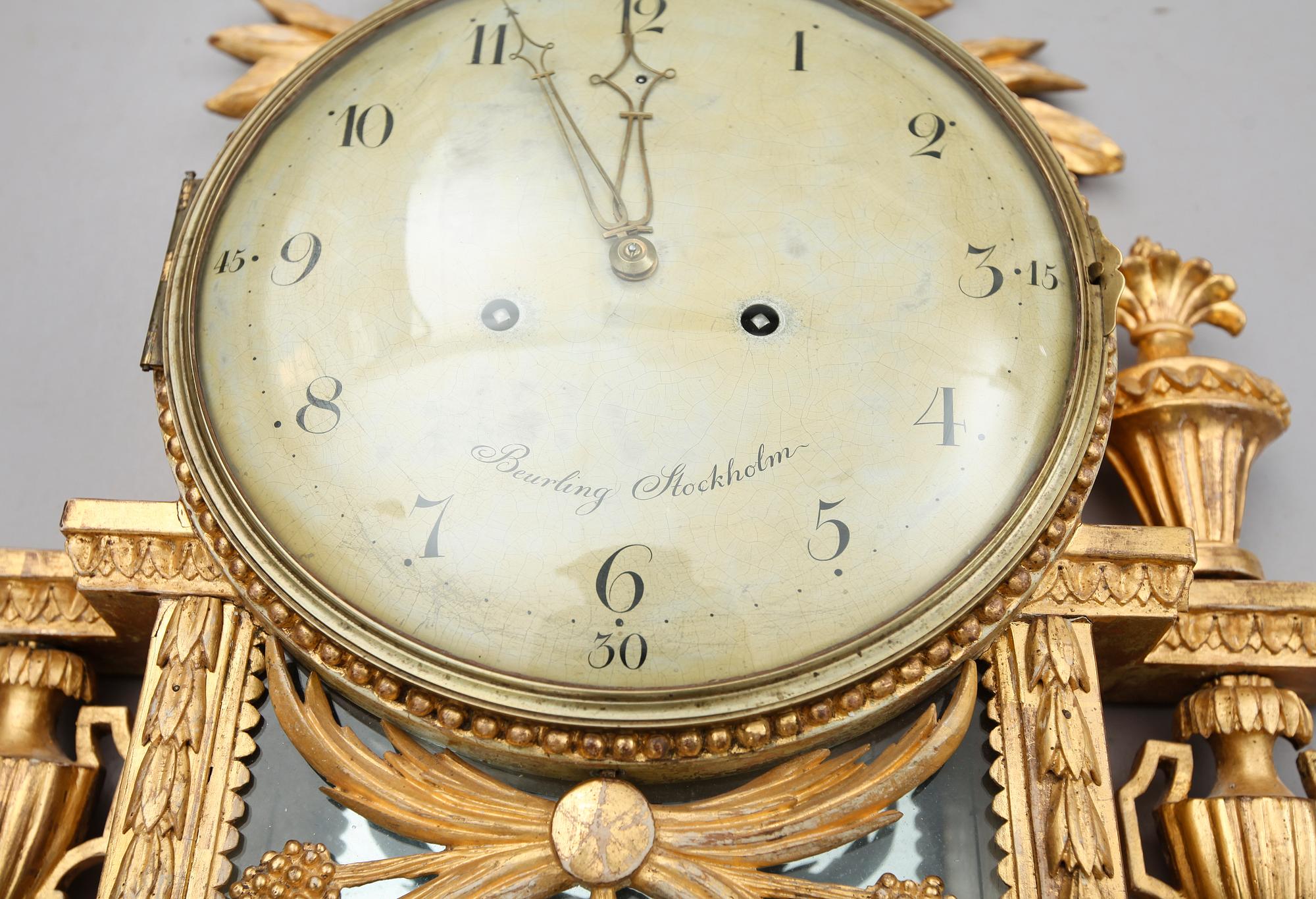 VÄGGPENDYL, sengustaviansk, Per Henrik Beurling, verksam 1783-1806 i Stockholm.