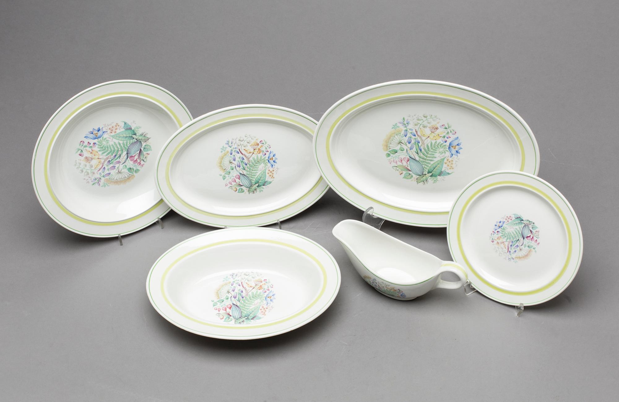 STIG LINDBERG, servis, 39 delar, "Frösö", Gustavsberg flintporslin, 1950-tal.