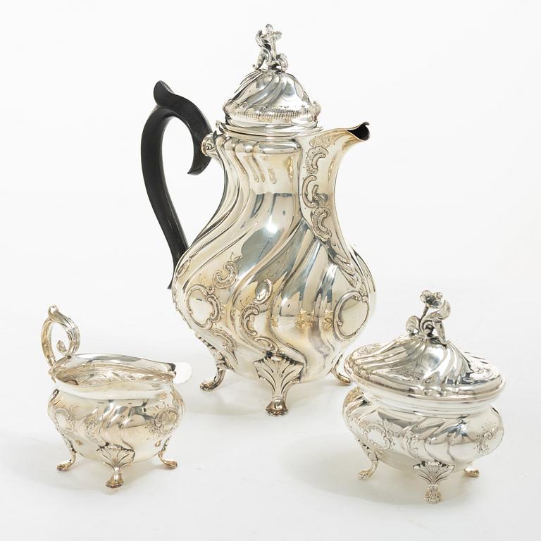 C.G. Hallberg, A three piece coffee service, Rococo style, 1950s, Stockholm.