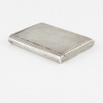 A silver cigarette case, Moscow 1908-26, unidentified maker's mark.
