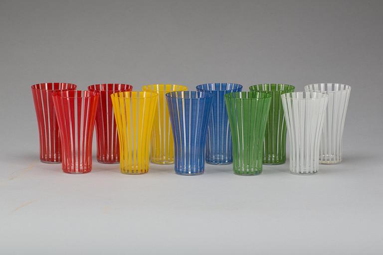 GLAS, 11 st, "Strikt", Bengt Orup, Johansfors, 1950-tal.