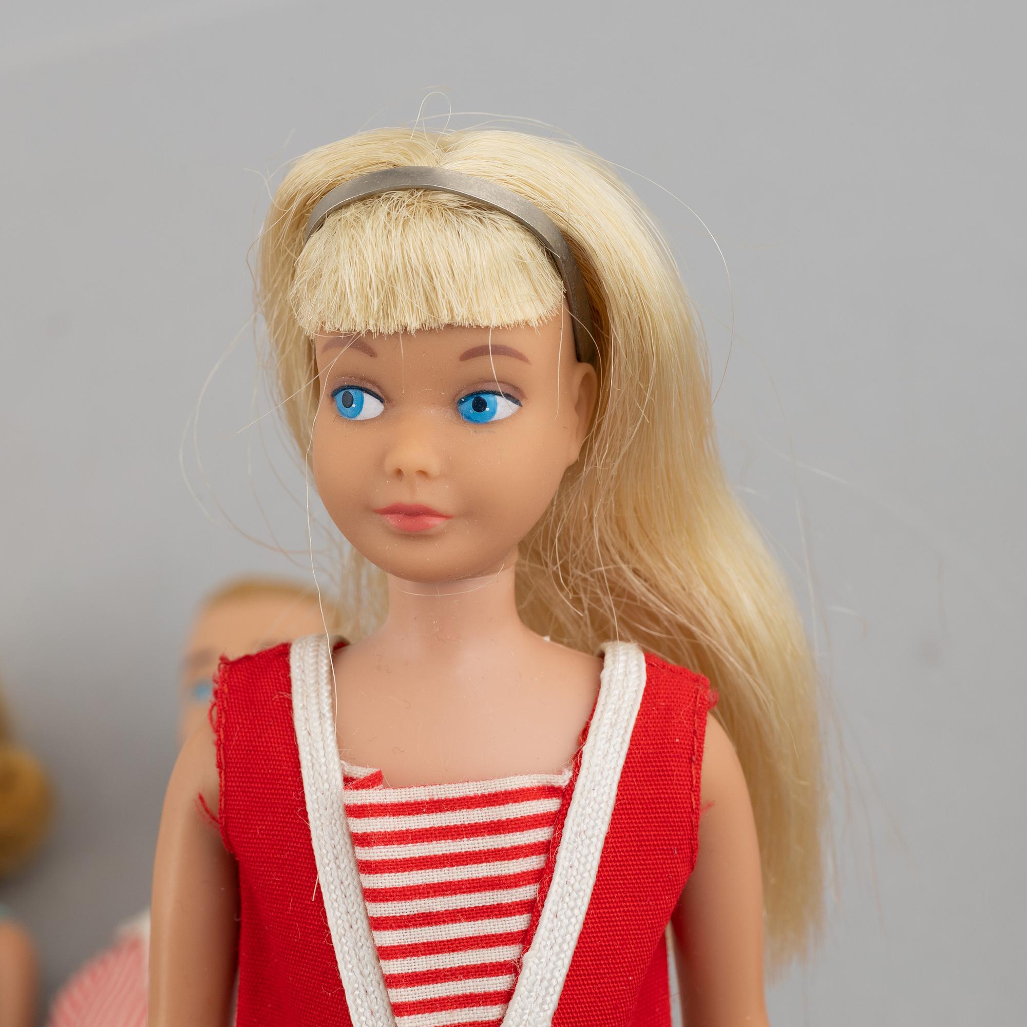 Barbiedockor, 5 st, bl a "Midge", "Skipper" & "Ken", Mattel, 1960-tal.