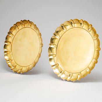 Three brass trays by Lars Holmström, Arvika.