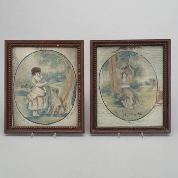 BRODERIER, ett par, en daterad 1808.