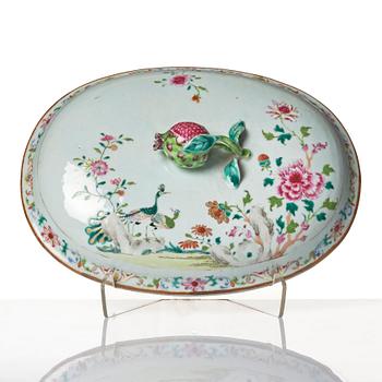 A famille rose 'double peacock' tureen with cover and stand. Qing dynasty, Qianlong (1736-95).