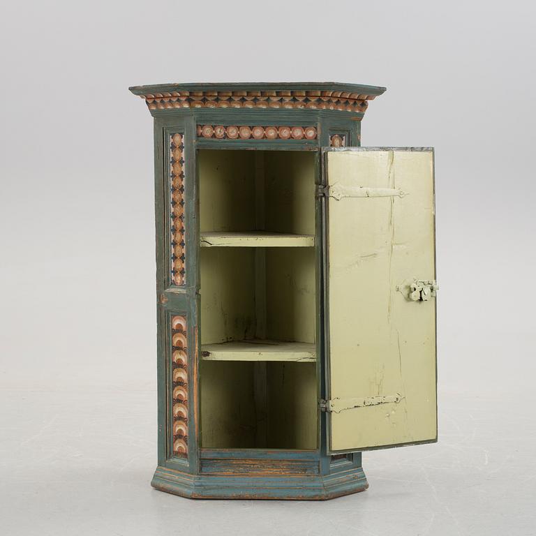 A hanging cabinet for a corner folk art Rättvik Dalarna. Dated 1796.