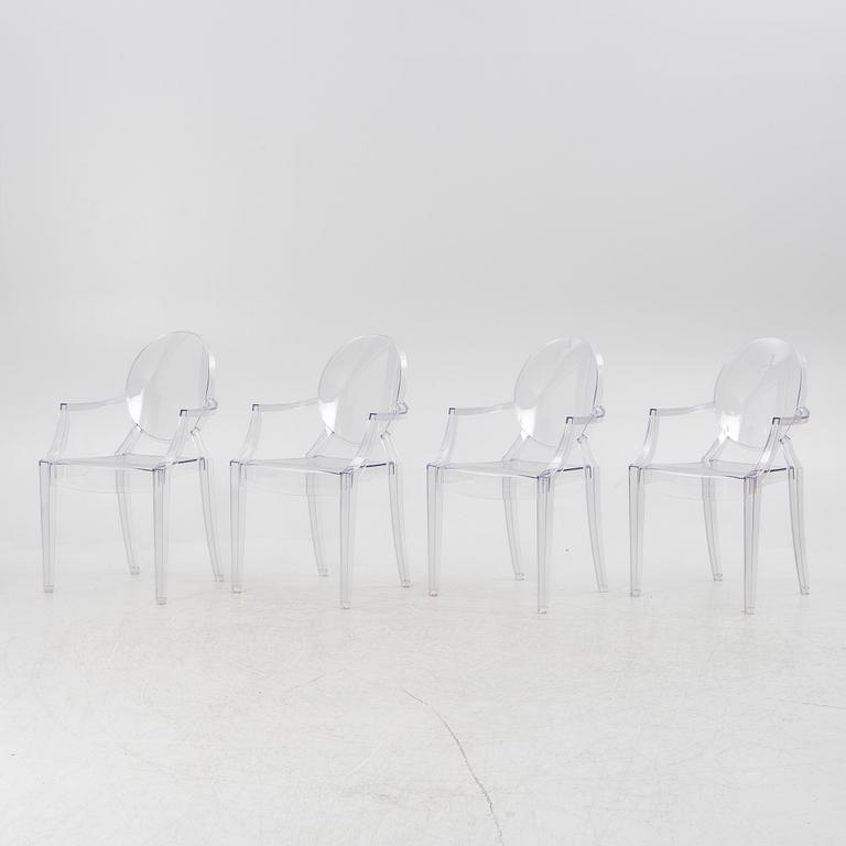 Philippe Starck, karmstolar, 4 st , "Louis Ghost", Kartell.