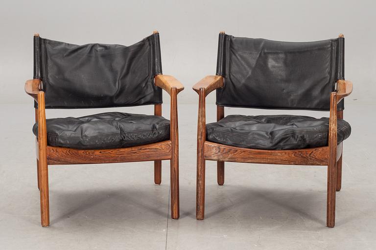 KARMSTOLAR, ett par samt SOFFA, jakaranda, Gunnar Myrstrand för Källemo. 1960-tal. CITES-intyg medföljer.
