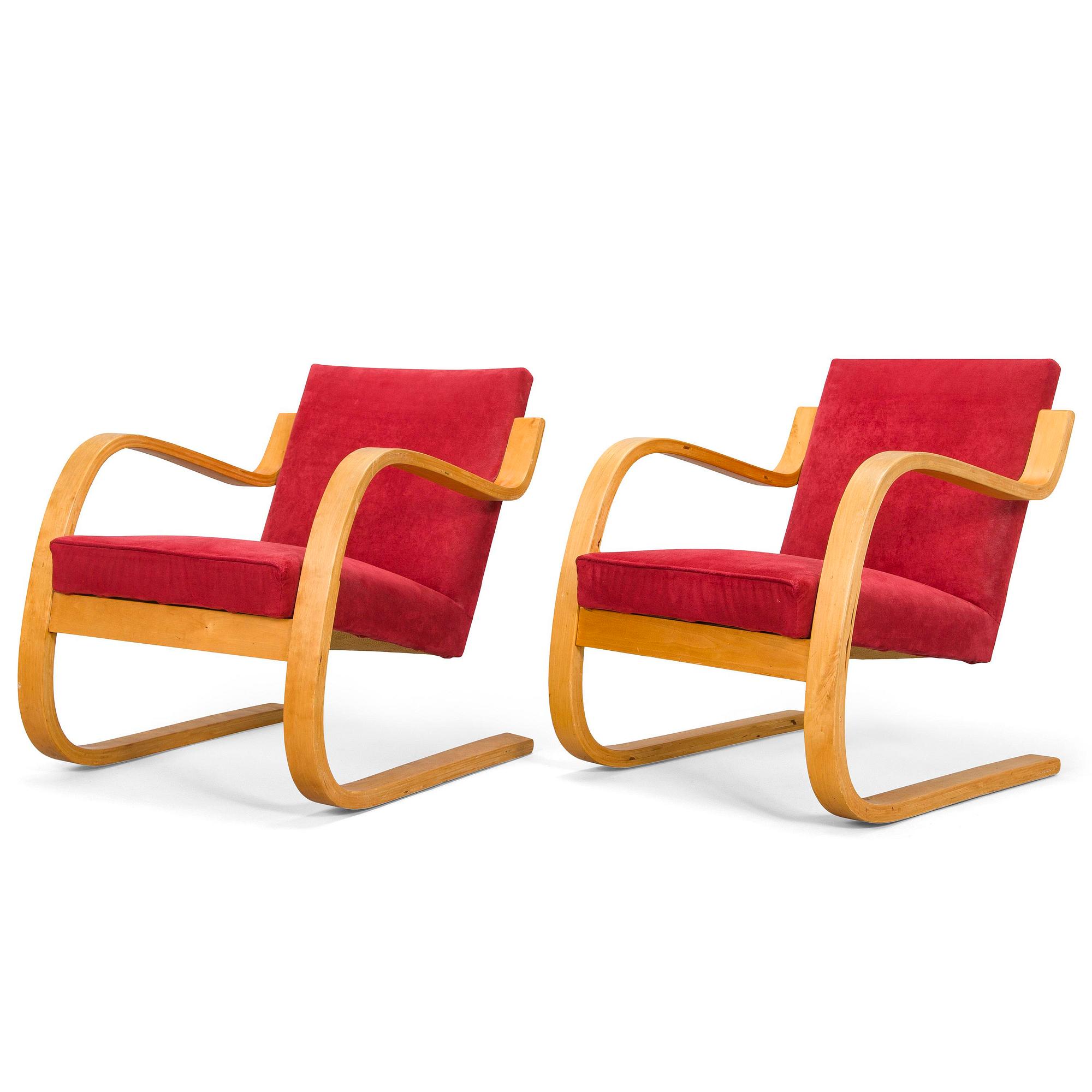 Alvar Aalto, nojatuolipari, malli 34 O.Y. Huonekalu- ja Rakennustyötehdas A.B. 1900-luvun puoliväli.