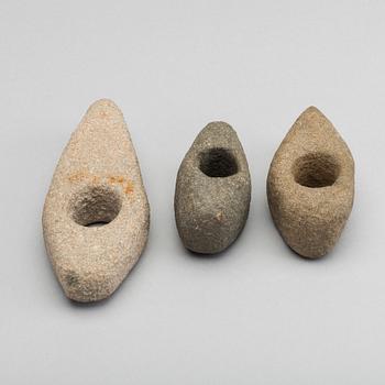 Three SScandinavian shaft hole axes, possibly the Neolithic Age.