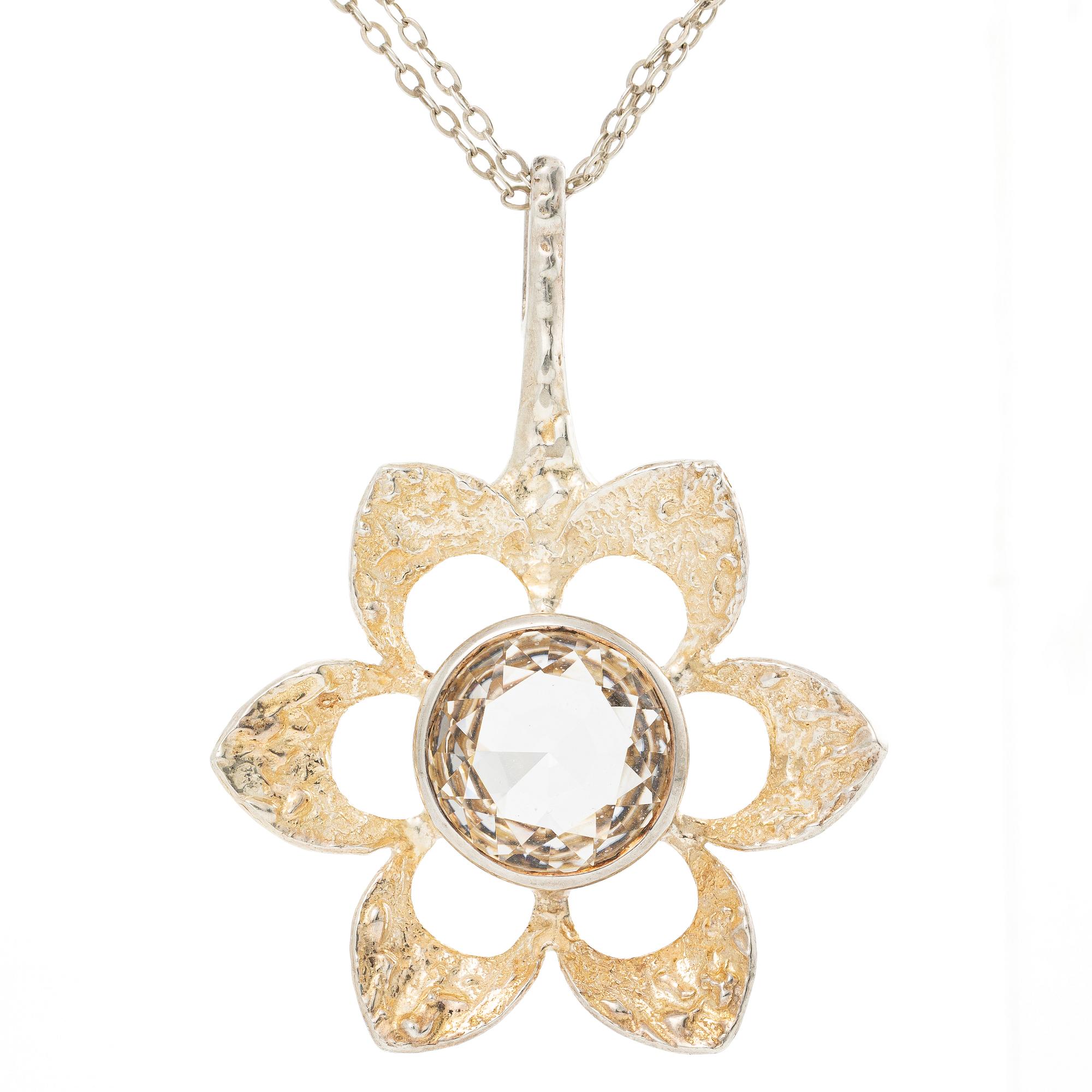 Theresia Hvorslev, Pendant, silver with faceted rock crystal, Lidköping 1972.