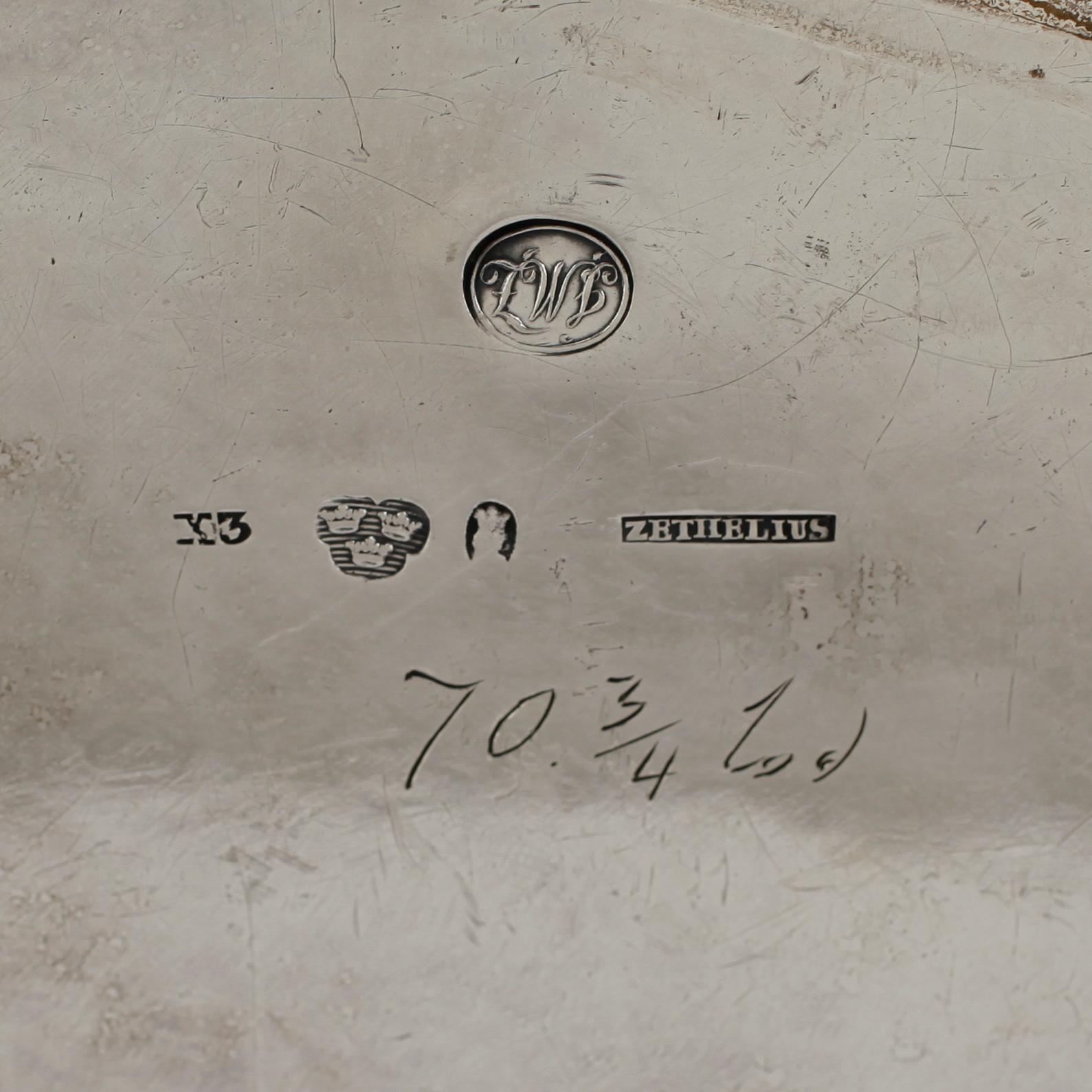 A Swedish 19th century silver sugar-casket, marks of Adolf Zethelius, Stockholm 1828.