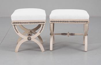 A pair of late Gustavian circa 1800 stools.