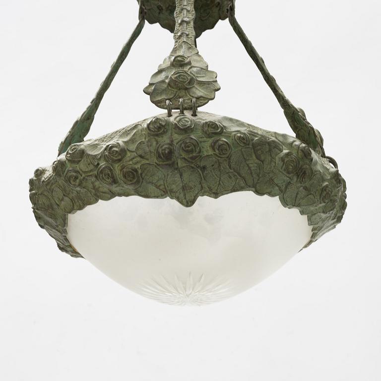 Alice Nordin, taklampa, jugend, patinerad brons, omkring 1900.