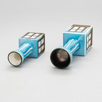 Heljä Liukko-Sundström, two candlesticks signed H L-S and numbered 44/-93, 49/-93 Arabia Finland.